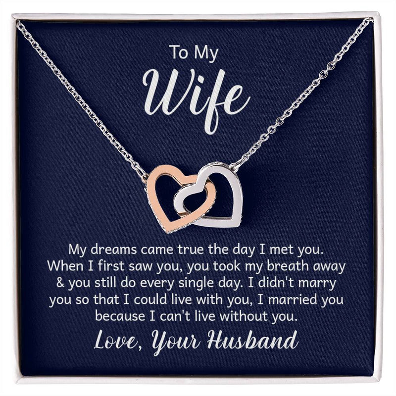 Interlocking Hearts Necklace - For Wife From Husband